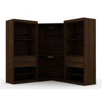 Manhattan Comfort 111GMC5 Mulberry Open 3 Sectional Modern Wardrobe Corner Closet with 4 Drawers - Set of 3 in Brown